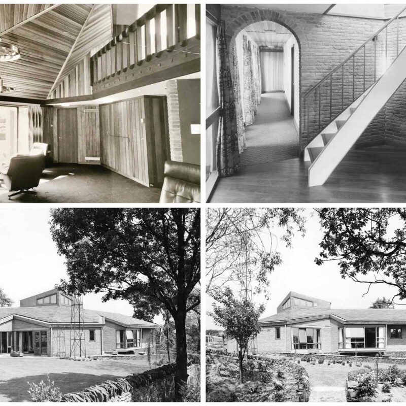 Four images of Ravine House before the retrofit of the building. Two images of the exterior and two of the interior.