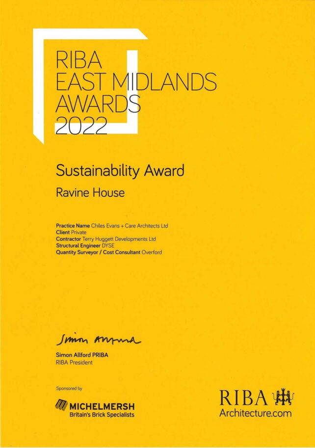 RIBA East Midlands Awards 2022 - Sustainability Award won by South Yorkshire Architects CE+CA Studio.